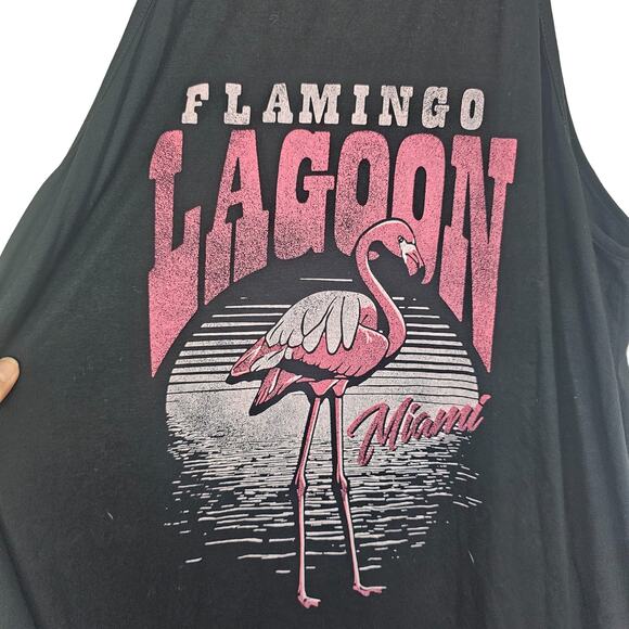 Torrid Tank Top High Neck Tank Top 1X Black Flamingo Lagoon Miami Knit Tank Top - Picture 2 of 6